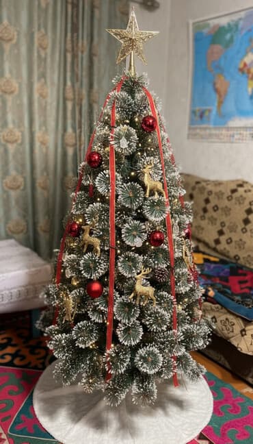 уголь бишкек доставка: Искусственная новогодняя ёлка с эффектом “снежных” иголок + набор — 1