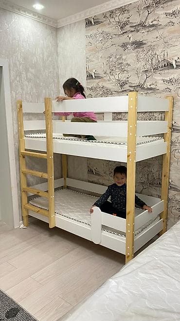 двухъярусные кровати из дерева: Двухъярусная детская кровать, Натуральное дерево, цвет - Белый — 5
