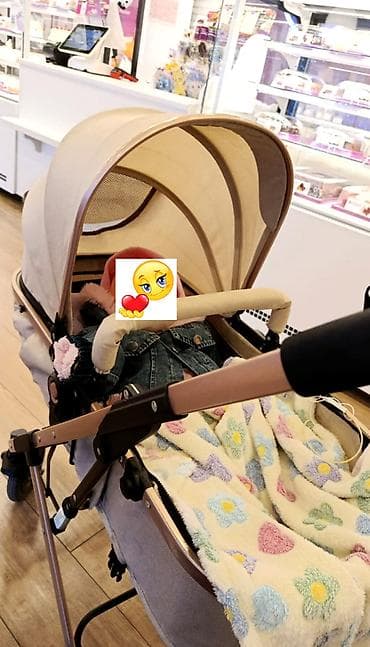 Коляски: Детская коляска 2 в 1, бежево-золотистая - Модульная система: люлька — 2