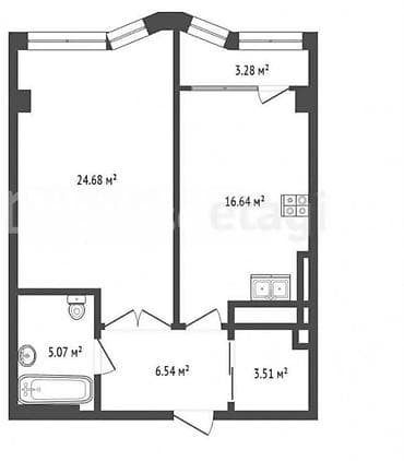 1 комната, 59 м², Ак-Кеме (старый аэропорт) Элитка, 5 этаж, ПСО (под самоотделку) — 3