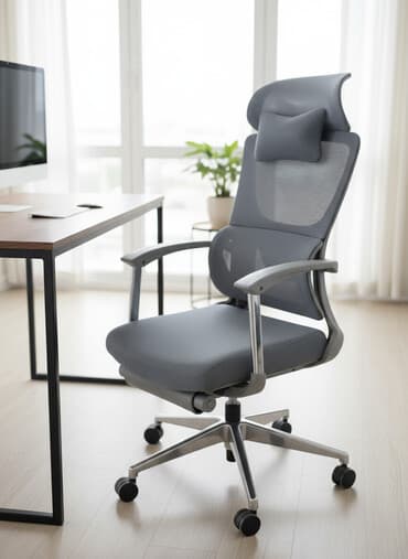 кресло массажер: Офисное кресло, С колесиками, цвет - Серый — 1