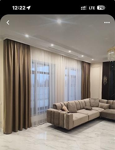 fabric case: Комплект штор, Сатин, С тюлем в комплекте, Готовое изделие, Для зала — 1