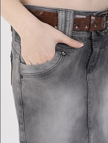 серая юбка: Юбка, Модель юбки: Прямая, Миди, Джинс, По талии — 5