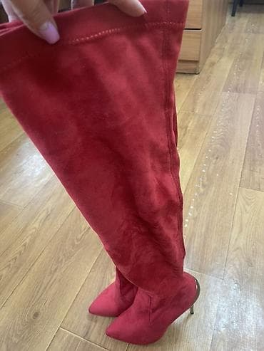 Сапоги: Женские ботфорты-носочки на шпильке. - Модель: высокие — 5