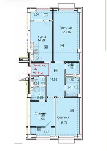 3 комнаты, 99 м², Асанбай мкр Элитка, 7 этаж, ПСО (под самоотделку) — 4