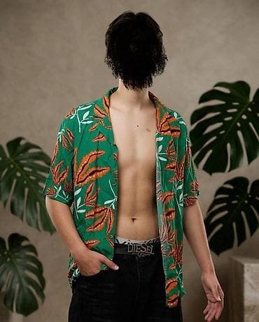 v beach: Гавайка, пляжная рубашка. отличное дополнение к летней одежде. лёгкая — 1