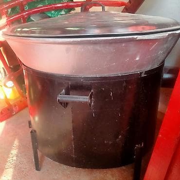 Дом и сад: Казан с крышкой и очагом+дымоход для приготовления на открытом огне — 2