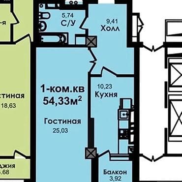 Недвижимость: 1 комната, 52 м², Технопарк Элитка, 9 этаж, Требуется ремонт — 3
