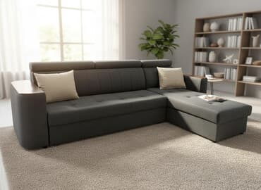 Угловой диван, С ящиками, Трехместный