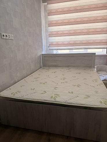шкафы бу для одежды: Спальный гарнитур, Двуспальная кровать, ДСП, цвет - Серый — 1