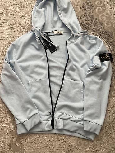 Толстовки: Срочная продажа за дешево‼️ stone island голубой свитшот с капюшоном — 1