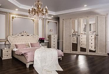 casa bella: Спальный гарнитур, Б/у, Двуспальная кровать, Шкаф, Комод, Италия, Дерево, Самовывоз, цвет - Бежевый — 8