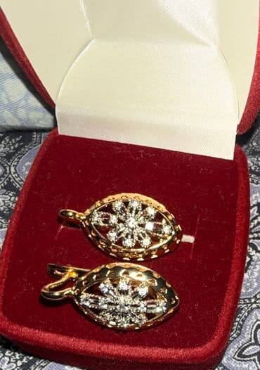 свадебные платья для покрытых: Серьги, Женские, Вставка: Фианит, Новый — 1