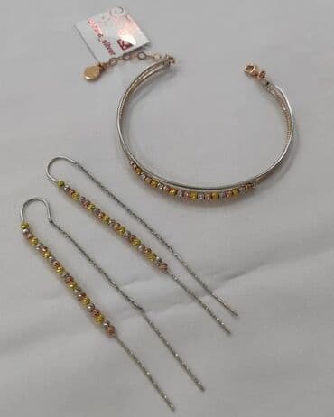 свадебные наборы ручной: Италия Эксклюзив Серьги+ Браслет Серебро пробы 925 Напыление золотом — 1