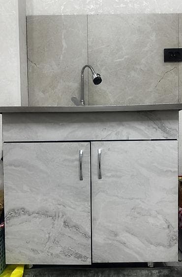 Тумба для кухни, Б/у, С мойкой, Напольная, ДСП, Самовывоз, цвет - Серый