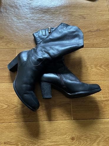 Ботинки и ботильоны: Сапоги, 36, Б/у, цвет - Черный, Самовывоз — 2