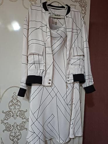 пеньюар женский: Костюм женский: из атласа,платье + бомбер - Цвет: молочный/айвори с — 1