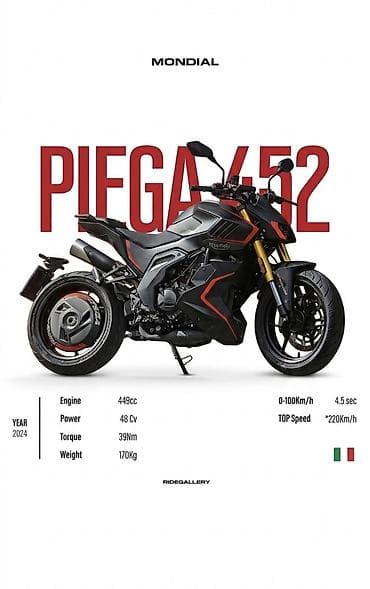 Итальянец FB Mondial Piega 452 2024 два цилиндра, консольный маятник