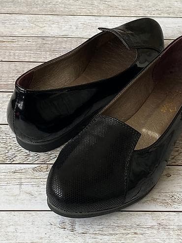 Сабо: Балетки женские новые, пр-ва Турции, черные, натуральная кожа, лак — 3