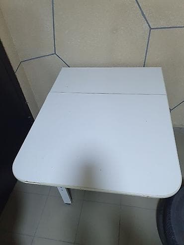 small table: Складной обеденный стол-книжка + табурет. - Цвет: белый. - — 1