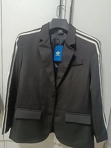 в полоску: Пиджак Adidas Originals - Классический черный пиджак с фирменными — 1