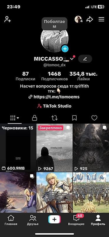 Сфера услуг: Продам готовые TikTok-аккаунты под контент-видео. Варианты: 1) — 2