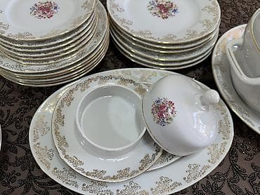 Аксессуары для кухни: Новый чешский столовый сервиз на 6 персон с красивым цветочным принтом — 6