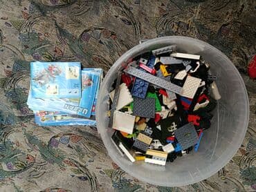 Большое ведро с миксом деталей LEGO. 3 килограмма - Прозрачное