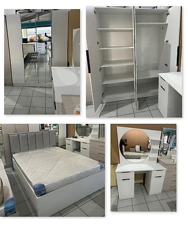 Мебель: Спальный гарнитур, Новый, Двуспальная кровать, Шкаф, Трюмо, Кыргызстан, В рассрочку, цвет - Белый — 1