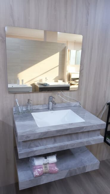 Тумба для ванны, С раковиной, цвет - Серый