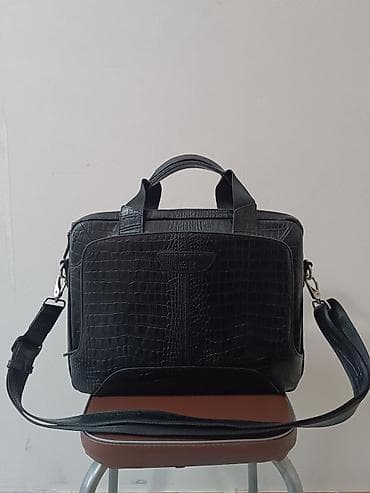 Сумка-портфель мужскаятфирмы "BOND" Турция, черная под крокодила -
