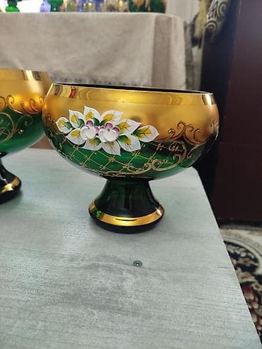 тез арада: Продам новую редкую чешскую посуду богема синее стекло изумрудный — 7