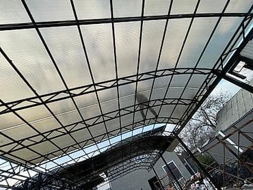закрытый бассейн: Навес, Арочный, Металл, Поликарбонат, Установка — 1