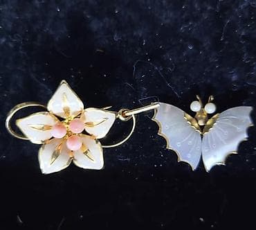 Настоящие винтажные броши из Японии ✨🇯🇵 1) цветок 🌼 2) бабочка 🦋