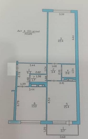 2 комнаты, 64 м², 108 серия, 9 этаж, Евроремонт — 1