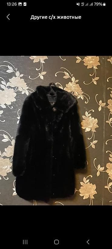 Шуба из темного меха (вероятно норка) классического кроя. - Цвет