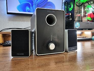 Microlab M-666 Суммарная мощность: 32 Вт (сабвуфер 14 Вт + две