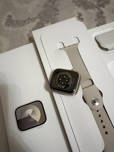 часы appl: Apple Watch 9 41 mm silver Полный комплект : Зарядка коробка — 7