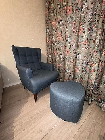 Кресло с подставкой-пуфом - Стиль: «ушастик» с высокой поддержкой