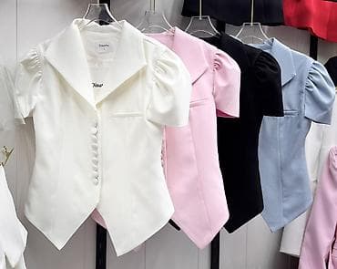 женские летние куртки: Женский укороченный жакет с коротким рукавом Только оптом! - Силуэт — 1