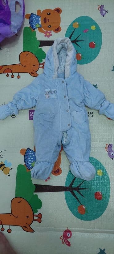 Игрушки: Теплый комбинезон для малыша - Цвет: нежно‑голубой - Размер: на — 1
