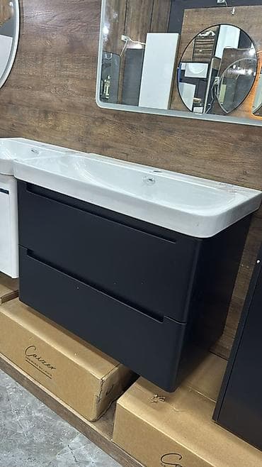 Тумбы для ванны: Тумба для ванны, С раковиной, цвет - Черный — 1