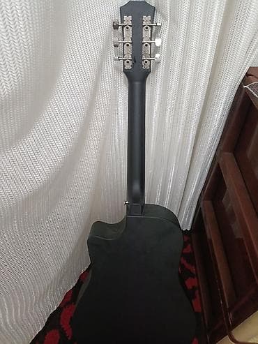 гитара epiphone: Акустическая гитара, форма дредноут с вырезом (cutaway), цвет — черный — 3
