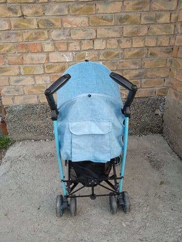 купить колеса на коляску бу: Коляска, цвет - Голубой, Б/у — 5