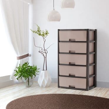 прикроватные тумбочки размеры: Комод для одежды, Новый, Без зеркала, Пластик, цвет - Бежевый, Платная доставка — 4