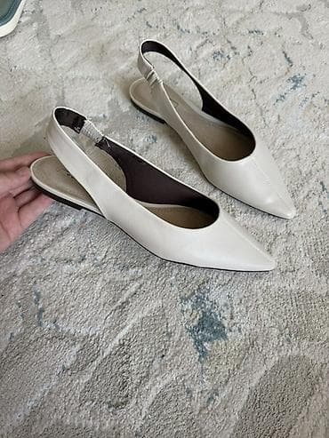 женские летние босоножки: Женские балетки-сланги (slingback) молочного цвета - Форма — 1