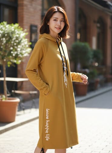 цветом зеленого: Повседневное платье, Осень-весна, Футер, Спортивное, Стандарт — 1