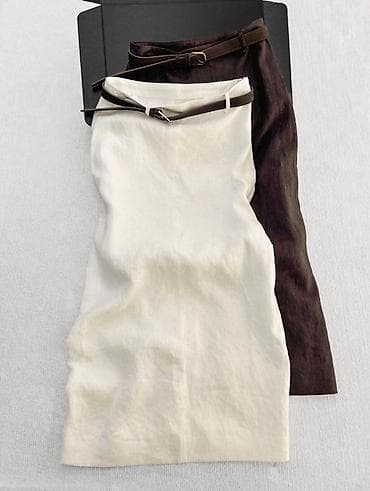 Свадебные платья и аксессуары: Юбка, Модель юбки: Карандаш, Миди, Лен, По талии, С вырезом — 1