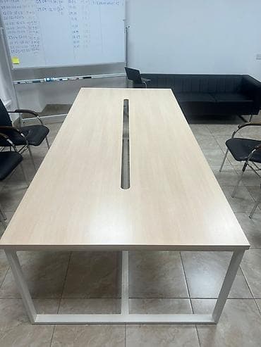 Стол жана отургуч комплекттери: Кеңсе үчүн үстөл, Жөндөлбөй турган, түсү - Ак, Тик бурчтуу — 3