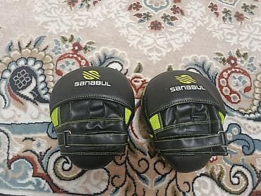 Спорттук тамактануу: Лапы для бокса/кикбоксинга Sanabul + перчатки для лап (fingerless) — 3